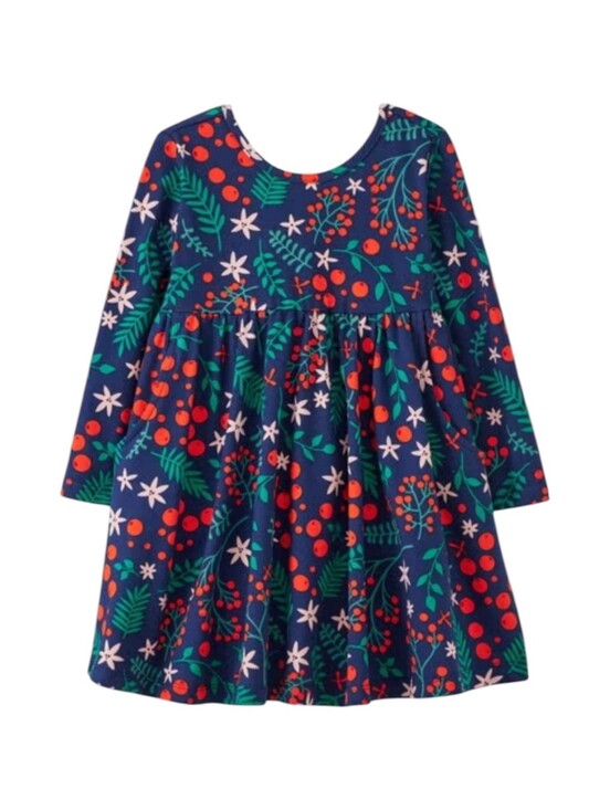 Hanna Andersson Other - Hanna Andersson Kids Dress Winter Berries Red Navy Blue Cotton Girls Size 3T 90